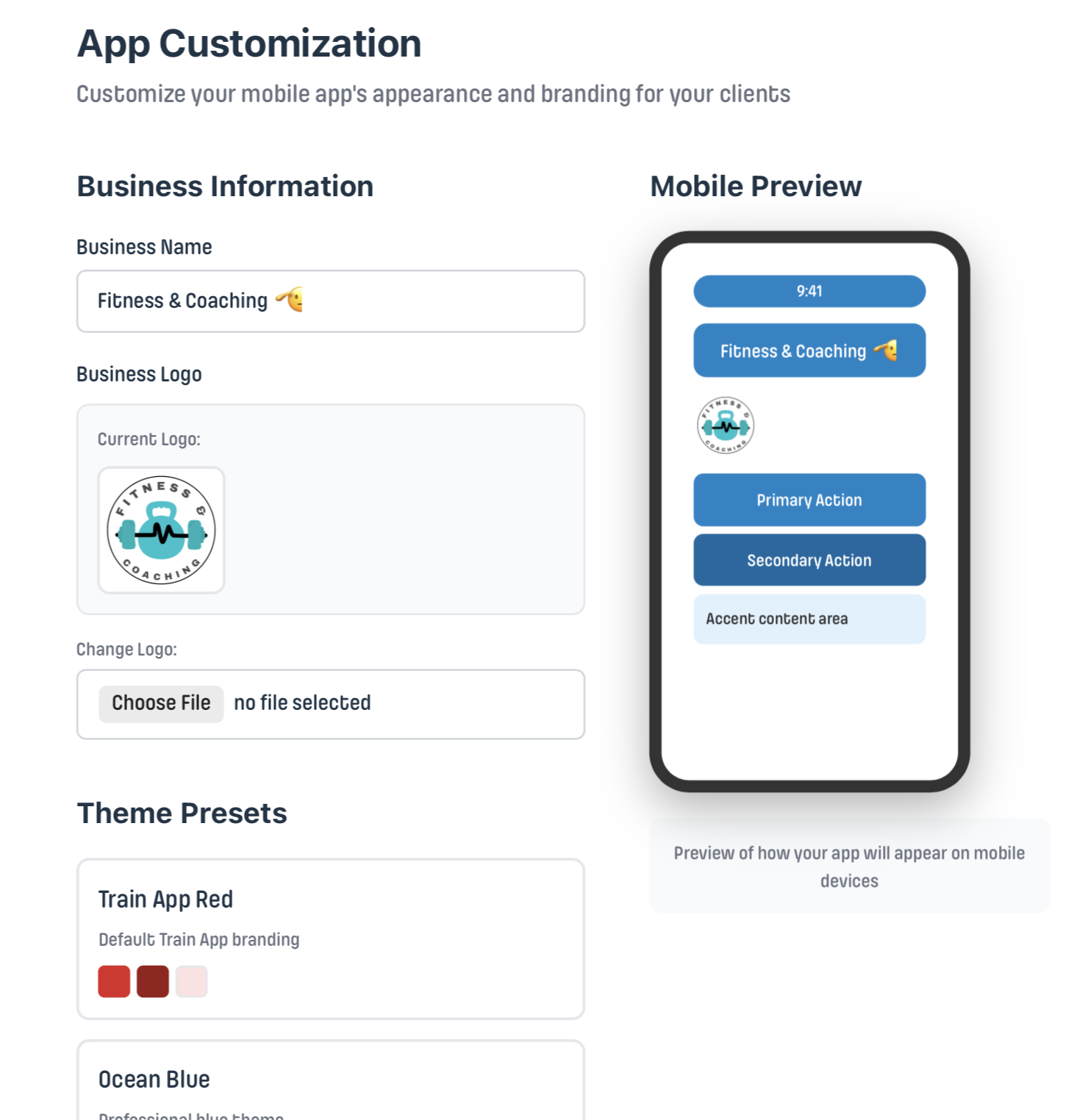 White-Label Client App in Train App